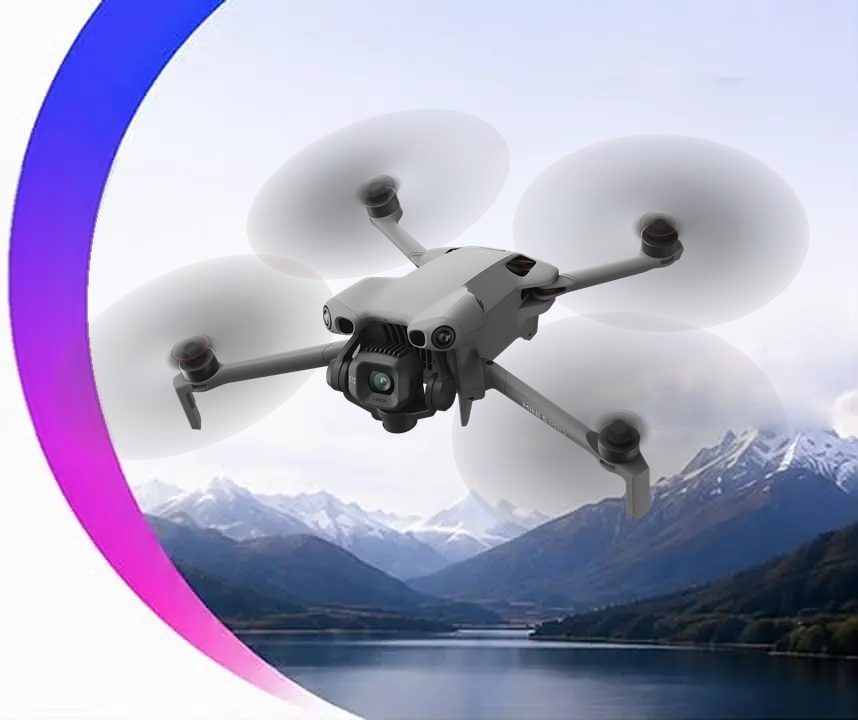 Drone DJI en vuelo sobre un paisaje de montaña